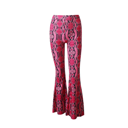 Snakeskin Print Wide Leg Pants