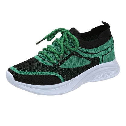 Lace-up Mesh Green Black Sports Shoes