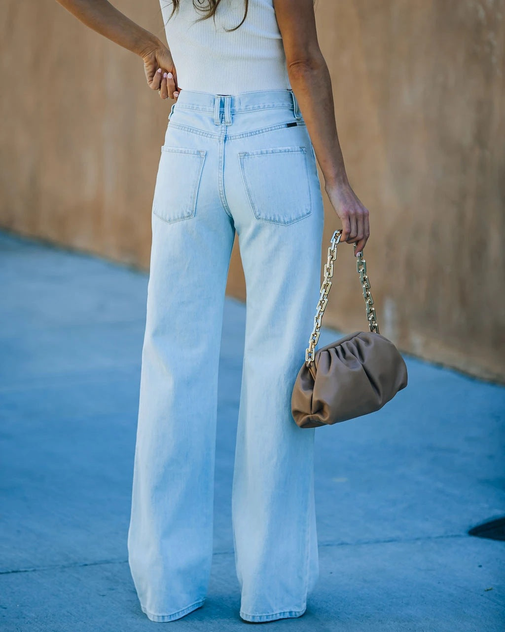 Wide-leg Ripped Casual Denim Pants