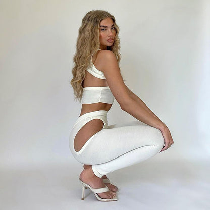 Sexy Cutout Short Tank Top Trousers Set