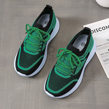 Lace-up Mesh Green Black Sports Shoes