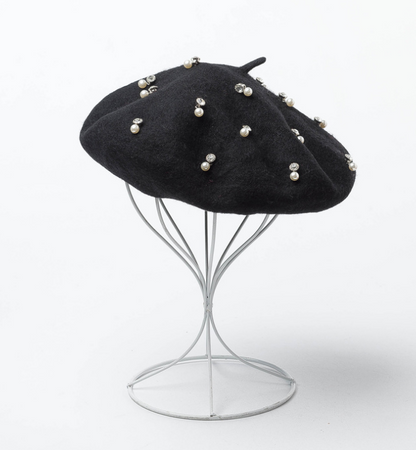 Rhinestone wool beret