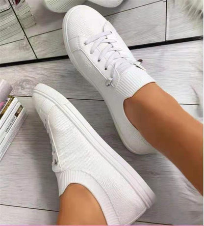 Flat Lace-Up Fly Woven Mesh Breathable Shoes