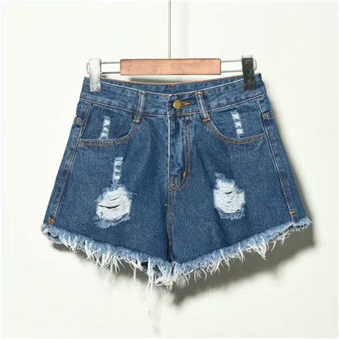 Loose High Waist Cut Out Jean Shorts