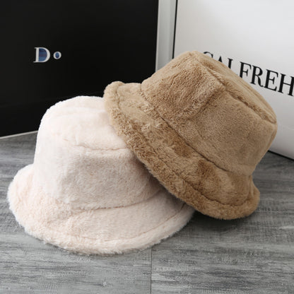 Curled Soft Plush Solid Color Hat