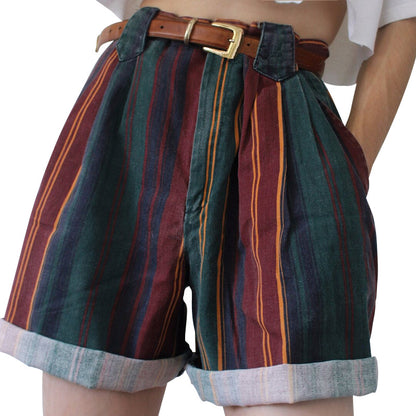 High Waist Wide Leg Rolled Up Casual Shorts