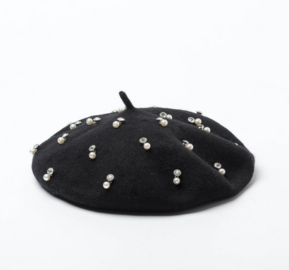 Rhinestone wool beret