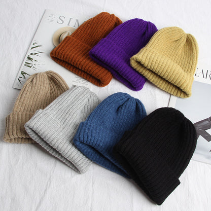 Women's Autumn And Winter Mohair Curled Solid Color All-match Knitted Hat