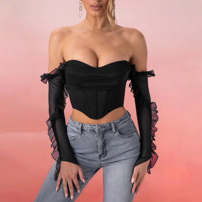 Slim-fit Waist Vest Off Shoulder Autumn Waist Top