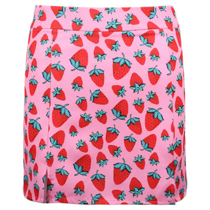 Cherry Print High Waist Slit Short Skirt