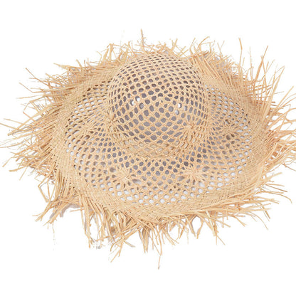 Women's Hand Knitted Hollow Raffia Straw Hat