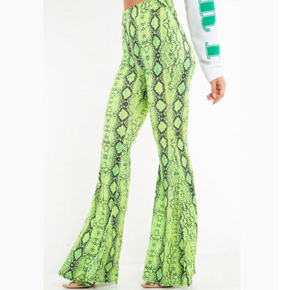 Snakeskin Print Wide Leg Pants