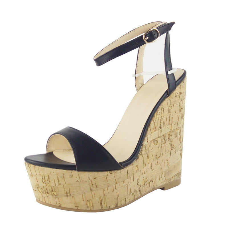 Wood Wedge Platform Sandals