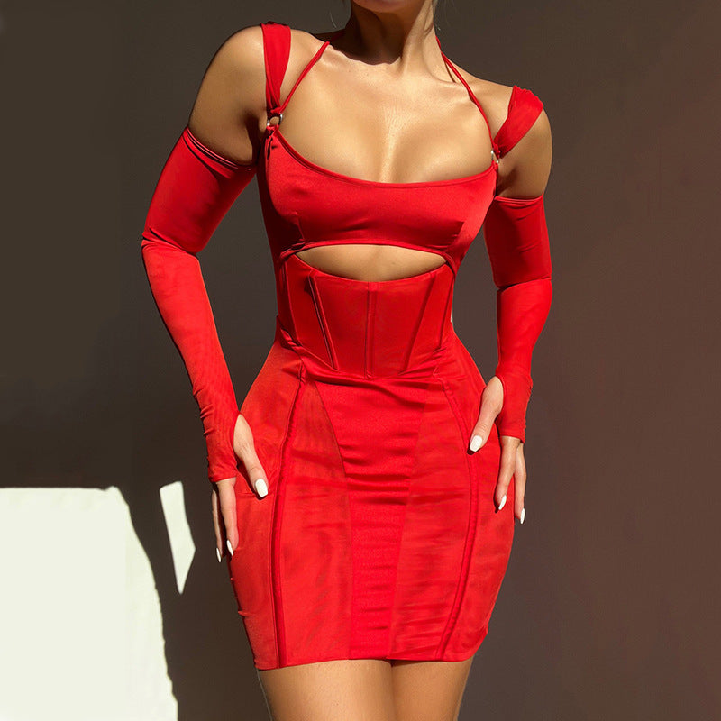 Autumn New Sexy Halter Tight Dress