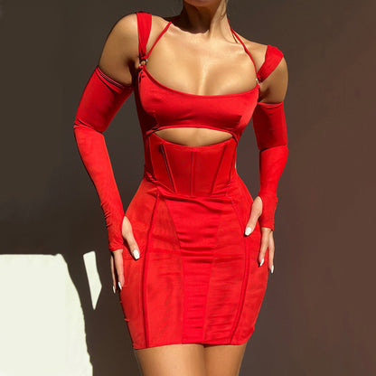 Autumn New Sexy Halter Tight Dress