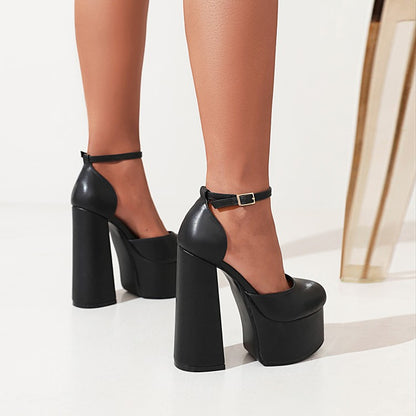 Ladies Sandals Buckle High Heel Platform