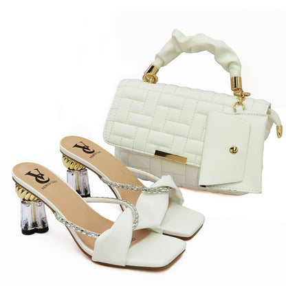 Crossbody Bag With Small Card Bag, Cross Strap High-heeled Sandals