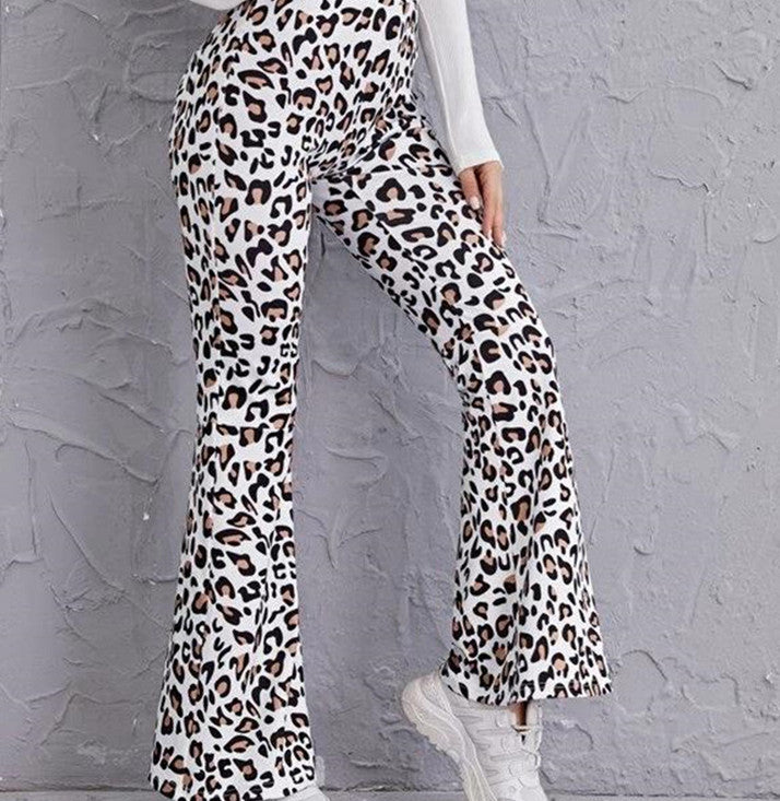 Printed High Waist Stretch Flare Pants