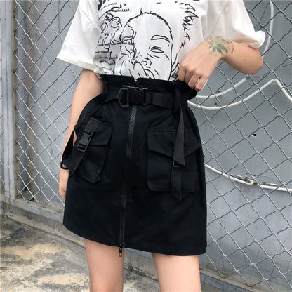 Women's Summer High Waist A-Line Black Short Skirt In Dress