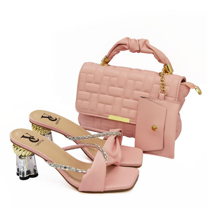 Crossbody Bag With Small Card Bag, Cross Strap High-heeled Sandals