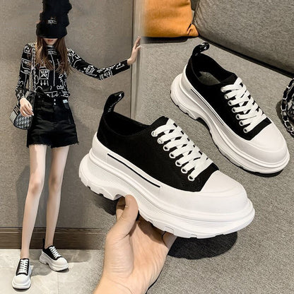 Thick-soled Canvas Platform Sneakers