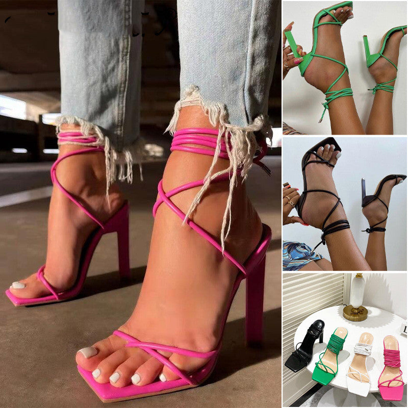 Roman Classic Square Toe Simple Thong Sandals Women