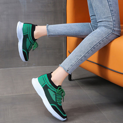 Lace-up Mesh Green Black Sports Shoes