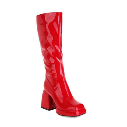 Waterproof Platform Candy Color High Boots Women