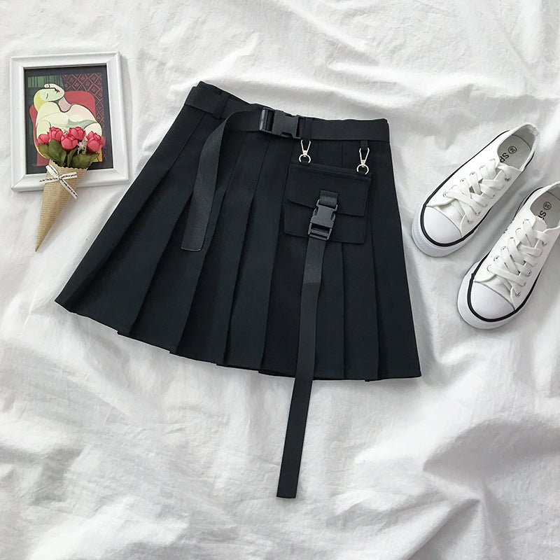 High waist a-line pleated skirt