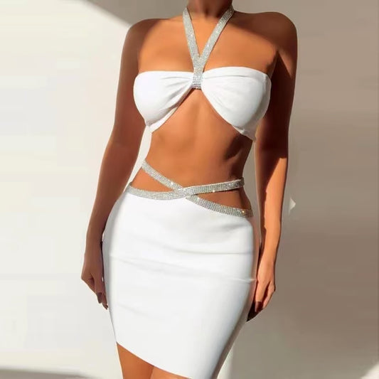 Two-piece Fitted Elegant Bandage Skirt Set