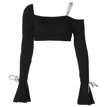 One-neck Trumpet Sleeve Top