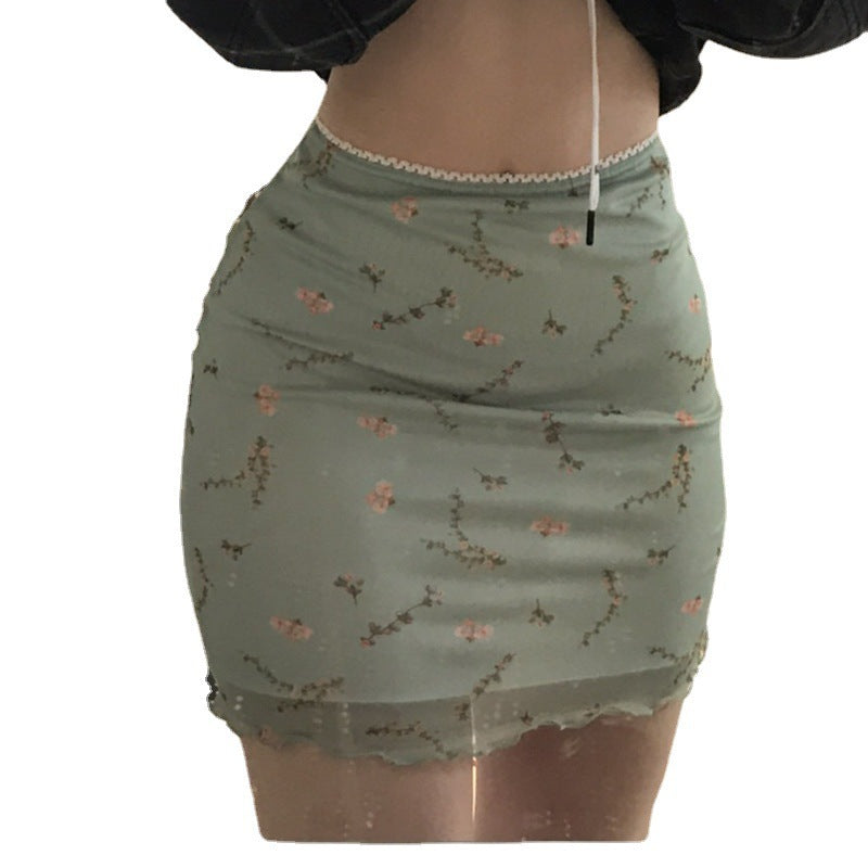 Summer Mesh Floral High Waist breathable Short Skirt