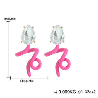 Alloy Diamond Irregular Twisted Earring Set