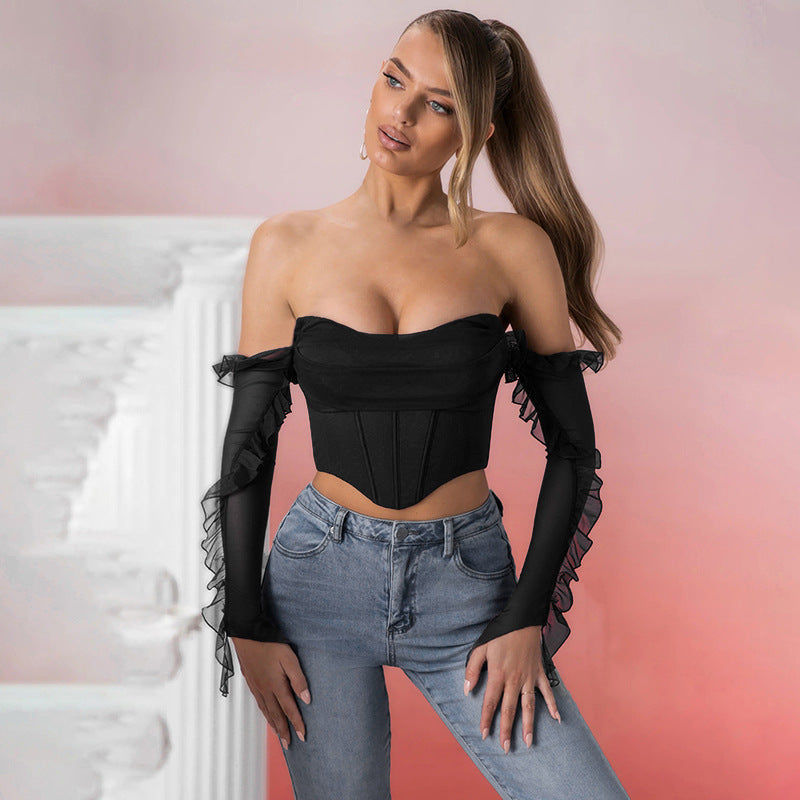 Slim-fit Waist Vest Off Shoulder Autumn Waist Top