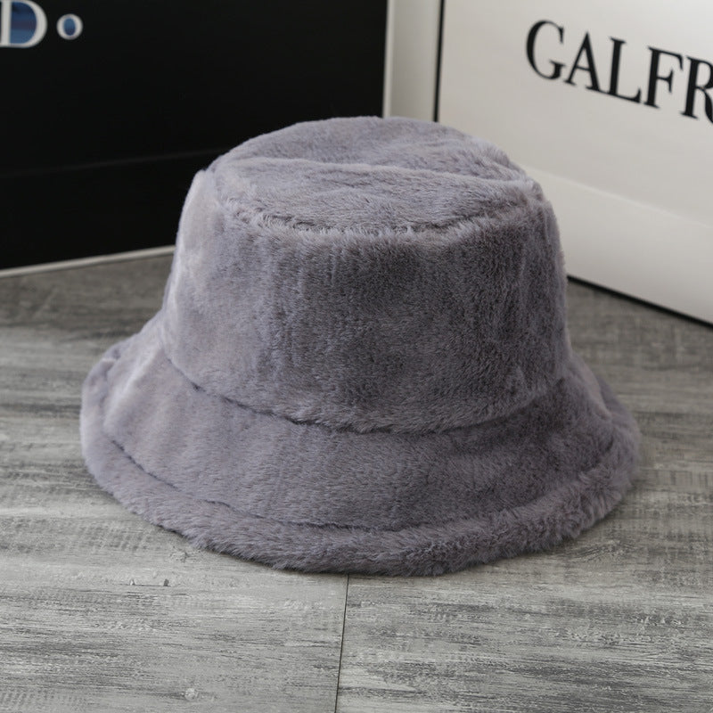 Curled Soft Plush Solid Color Hat