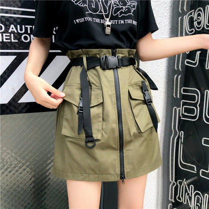 Women's Summer High Waist A-Line Black Short Skirt In Dress