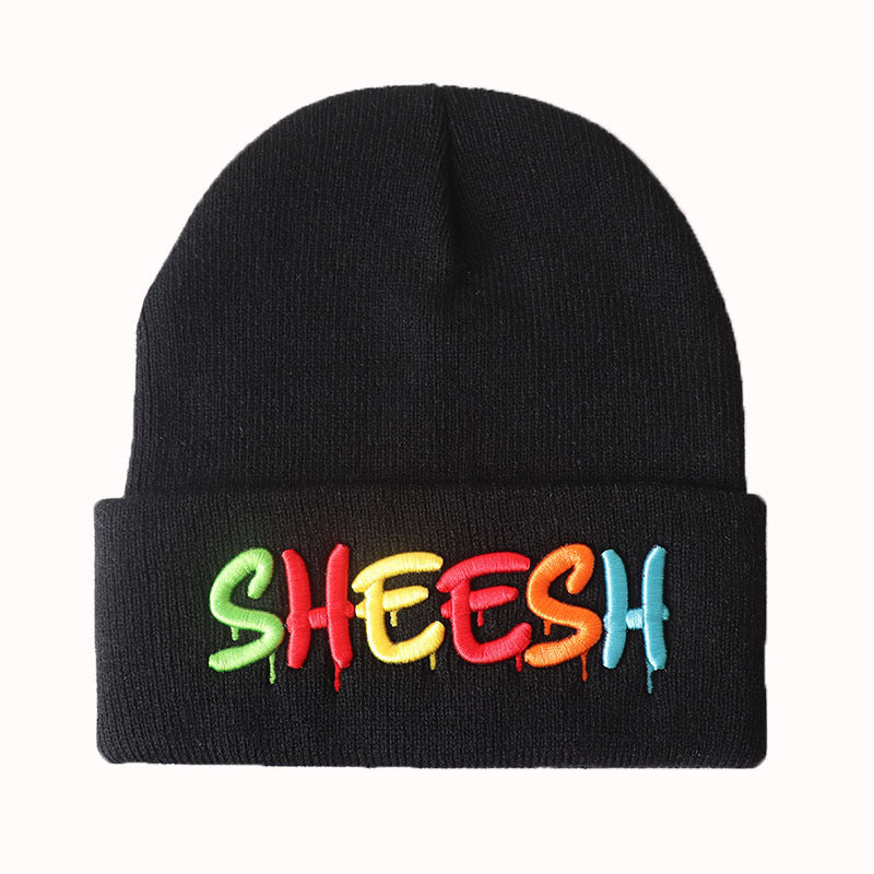 Embroidered Knitted Hat Warm  Hip Hop Woolen