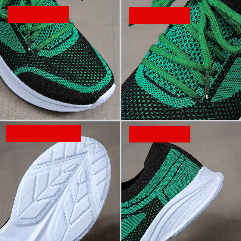 Lace-up Mesh Green Black Sports Shoes