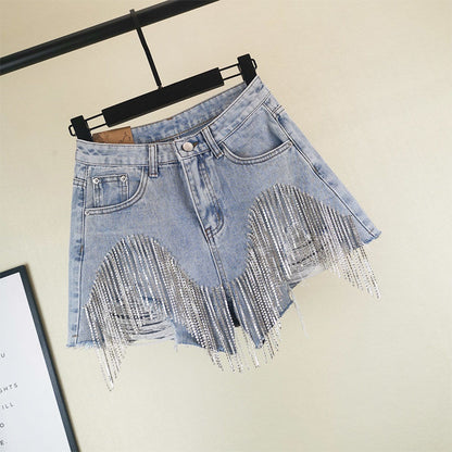 High Waist Slim Blinged Out Shorts