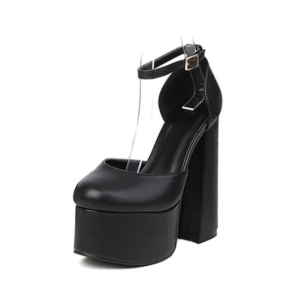 Ladies Sandals Buckle High Heel Platform