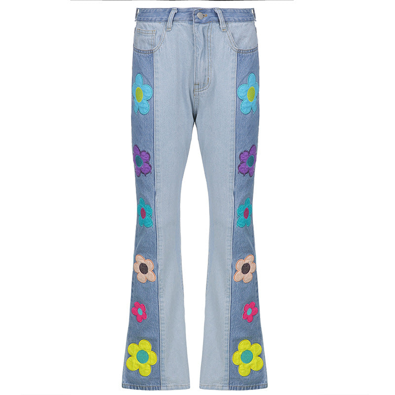 Embroidery Flower Patch Jeans