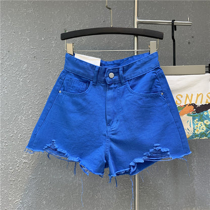 Ripped Raw Edge Denim Shorts