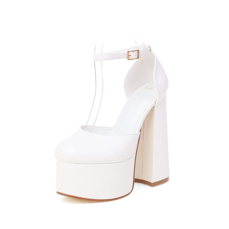 Ladies Sandals Buckle High Heel Platform