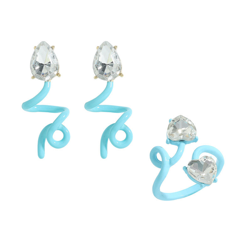 Alloy Diamond Irregular Twisted Earring Set