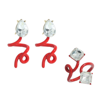 Alloy Diamond Irregular Twisted Earring Set