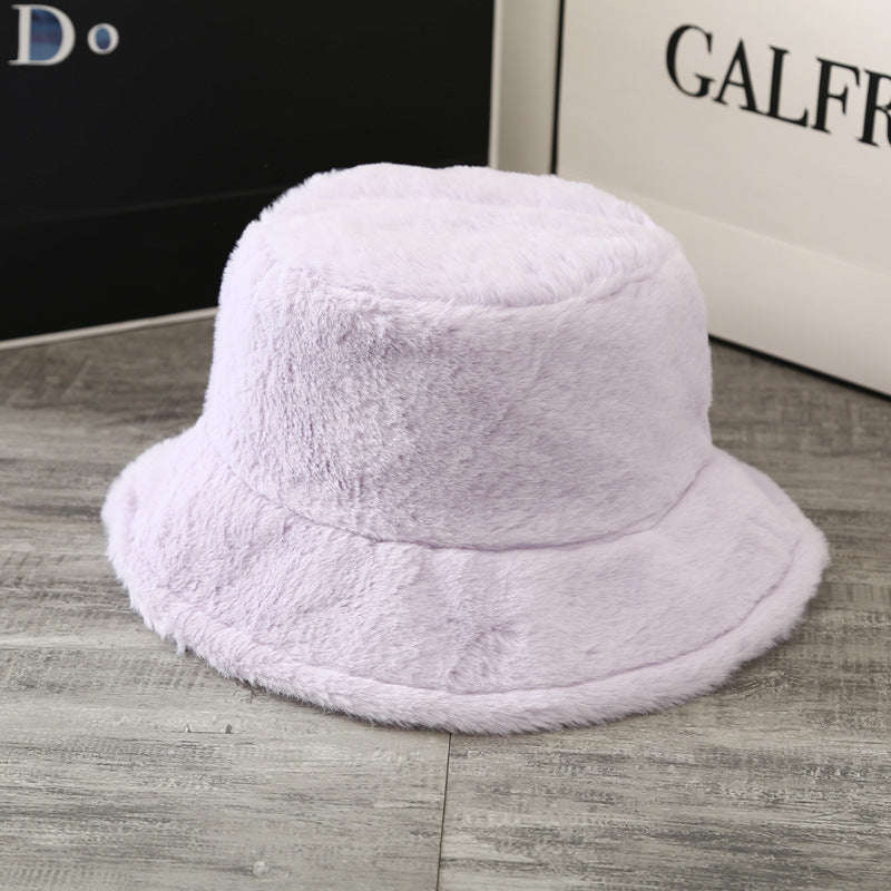 Curled Soft Plush Solid Color Hat