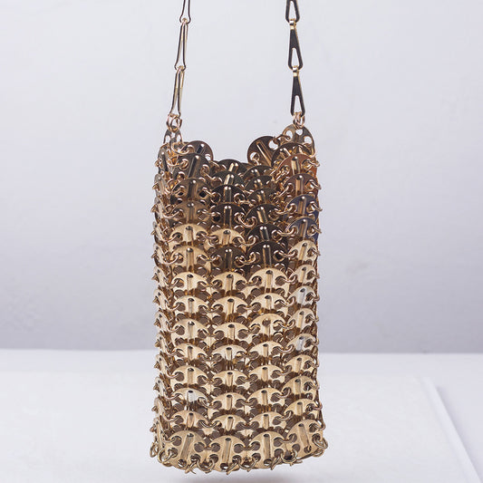 Metallic Gold Sequined Crossbody Bag