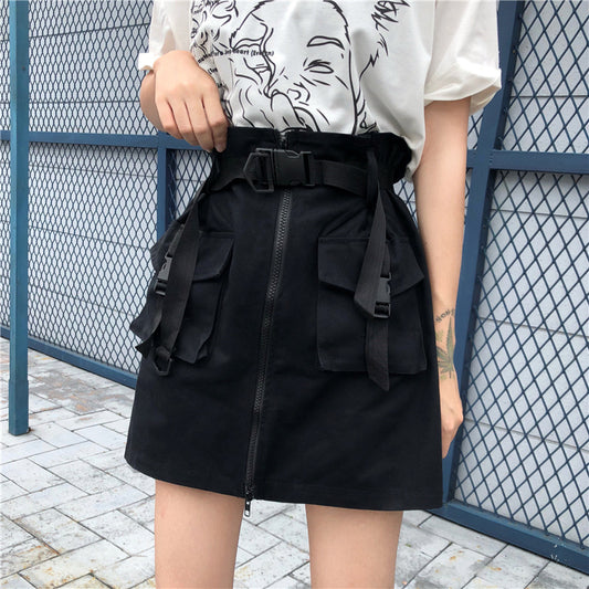 Women's Summer High Waist A-Line Black Short Skirt In Dress