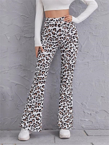 Printed High Waist Stretch Flare Pants