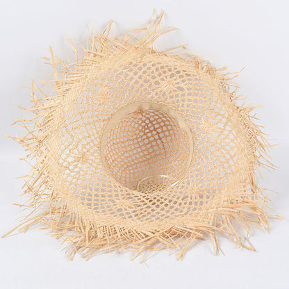 Women's Hand Knitted Hollow Raffia Straw Hat